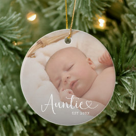 Auntie Established 2 Baby Photo Cute Heart Keramik Ornament
