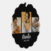 Auntie Established Modern Script Black 3 Photo Ornament Karte (Rechts)