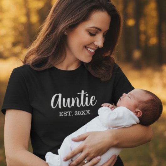 Auntie Established Modern Script Black T-Shirt
