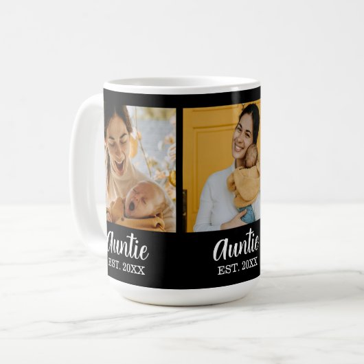Auntie Established Script Black 3 Photo Coffee Kaffeetasse (Vorderseite Links)