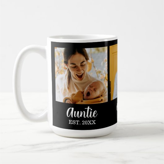 Auntie Established Script Black 3 Photo Coffee Kaffeetasse (Links)