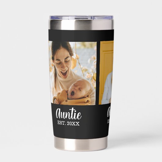 Auntie Established Script Black 3 Photo Thermobecher (Vorderseite)