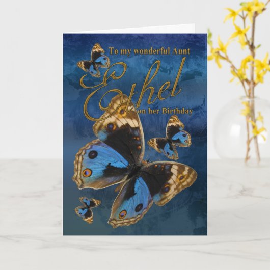 Auntie Ethel Birthday Card With Butterflies Karte (Gelbe Blume)