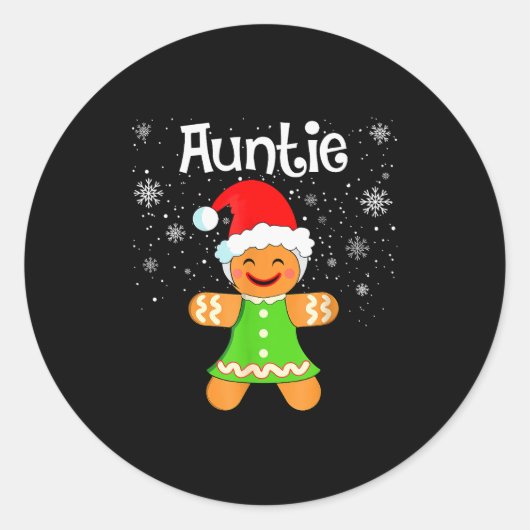 Auntie Gingerbread Family Matching Christmas Women Runder Aufkleber (Vorderseite)