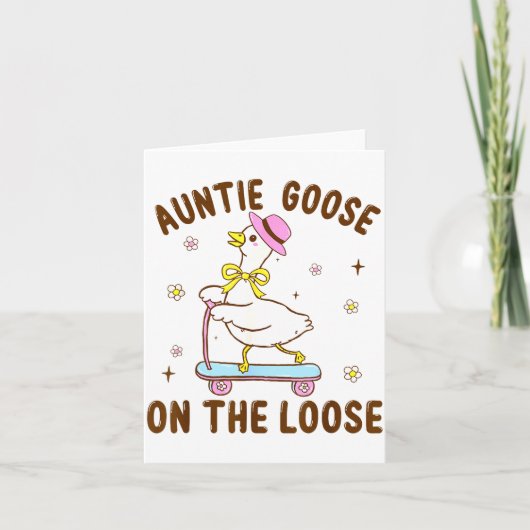 Auntie Goose On The Loose Funny Birthday Matching Karte (Vorderseite)