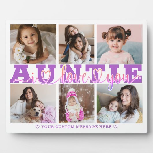 AUNTIE I Liebe Sie 6 Foto Collage Lila rosa 8x10 Fotoplatte (Vorderseite)