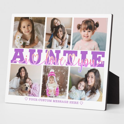 AUNTIE I Liebe Sie 6 Foto Collage Lila rosa 8x10 Fotoplatte (Seite)
