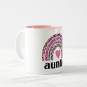 Auntie Leopard Rainbow Zweifarbige Tasse (Vorderseite Links)