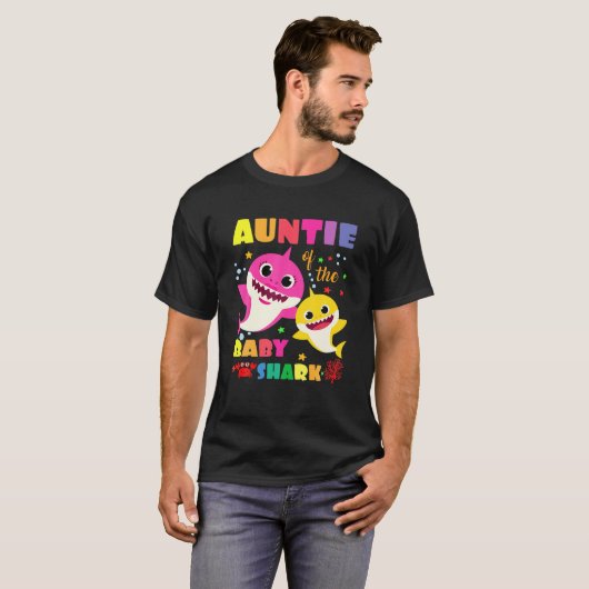 Auntie Of The Baby Shark Birthday Auntie Shark T-Shirt (Vorne ganz)
