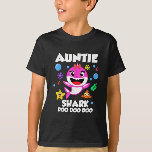 Auntie Of The Baby Shark Birthday Auntie Shark T-Shirt (Vorderseite)