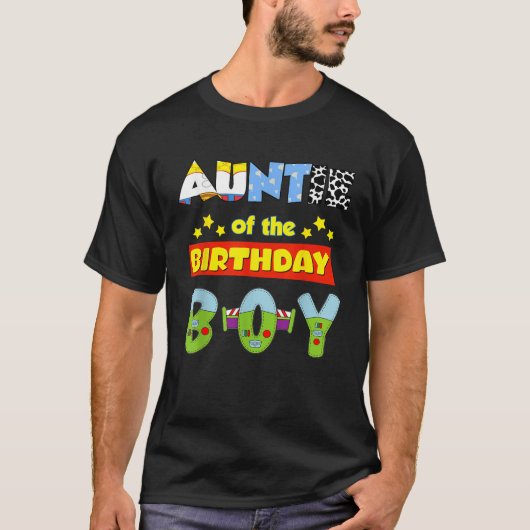 Auntie Of The Birthday Boy Cowboy Family Party Dec T-Shirt (Vorderseite)