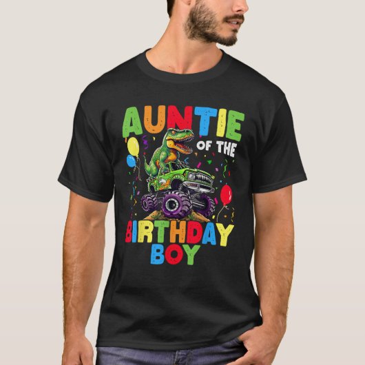 Auntie Of The Birthday Boy Dinosaur T Rex Monster T-Shirt (Vorderseite)