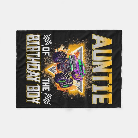 Auntie Of The Birthday Boy Monster Truck Birthday Fleecedecke (Vorderseite (Horizontal))