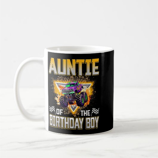 Auntie Of The Birthday Boy Monster Truck Birthday Kaffeetasse (Links)