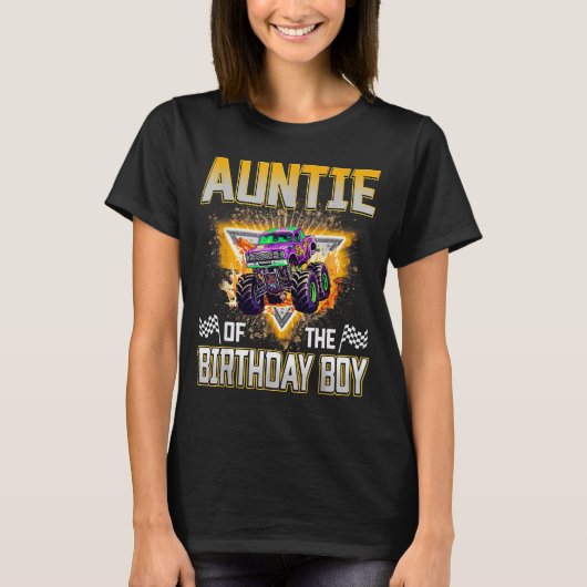 Auntie Of The Birthday Boy Monster Truck Birthday T-Shirt (Vorderseite)