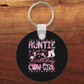 Auntie Of The Birthday Cowgirl Nk Rodeo Western Di Schlüsselanhänger (Vorderseite)