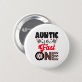 Auntie Of The Fast One Car Racing Dad 1st Birthday Button (Vorne & Hinten)