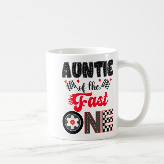 Auntie Of The Fast One Car Racing Dad 1st Birthday Kaffeetasse (Rechts)
