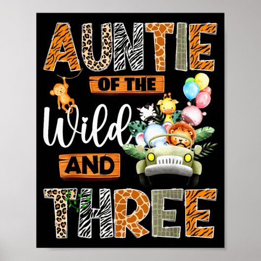 Auntie Of The Wild And Three 3rd Birthday Boy Safa Poster (Vorne)