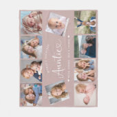 Auntie Photo Collage Script Cute Heart Modern Fleecedecke (Vorderseite)