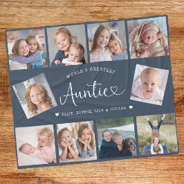 Auntie Photo Collage Script Cute Heart Modern Fleecedecke