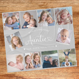 Auntie Photo Collage Script Cute Heart Modern Fleecedecke