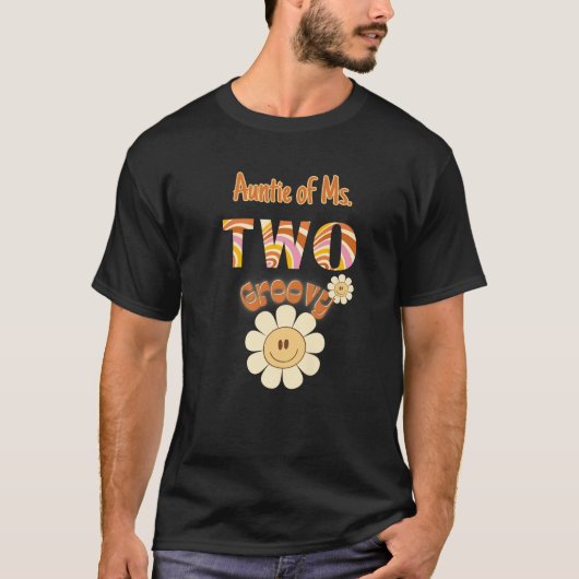 Auntie Two Groovy 2 Birthday Toddler Hippie Retro T-Shirt (Vorderseite)