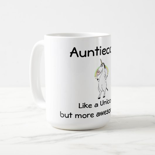 Auntiecorn Unicorn Kaffeetasse (Vorderseite Links)