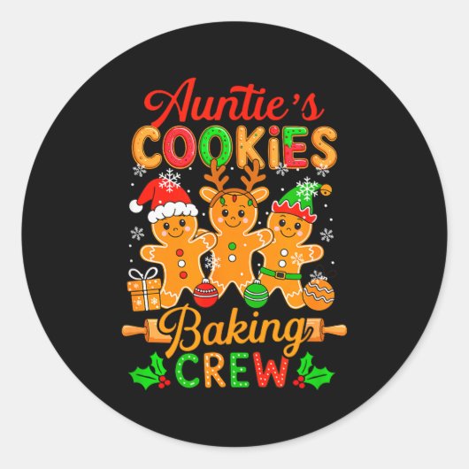 Auntie's Xmas Cookie Baking Crew Funny Baker Ginge Runder Aufkleber (Vorderseite)
