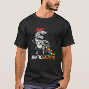 Auntiesaurus T Rex Dinosaur Auntie Saurus Autism A T-Shirt
