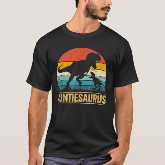 Auntiesaurus T Rex Dinosaurier Auntie Funny Mother T-Shirt (Vorderseite)