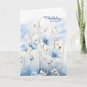 Aunt's Birthday Blue Watercolor Wildflowers Karte (Vorderseite)