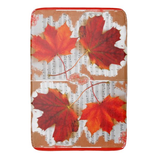 Auntumn Blätter mit Musik Badematte (Vorderseite Vertikal)