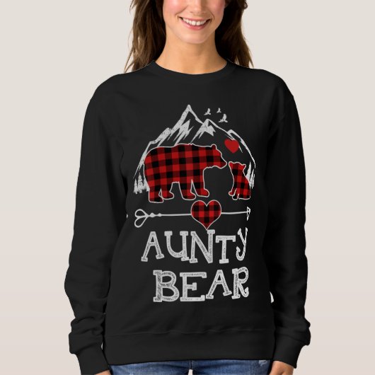 Aunty Bear Christmas Pajama Red Kariert Buffalo Fa Sweatshirt (Vorderseite)