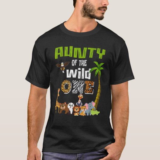 Aunty Of The Wild One Zoo Themed 1st Birthday Part T-Shirt (Vorderseite)