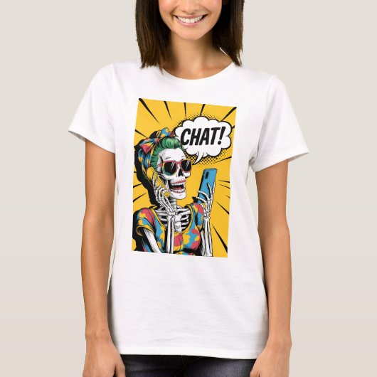 Aunty Skeleton Chat - Klassischer Pop Art T-Shirt (Vorderseite)
