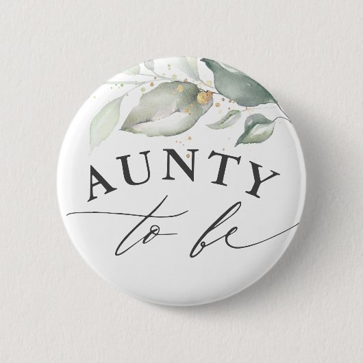 Aunty to be - Aquarell Grüne Kinderdusche Button (Vorderseite)