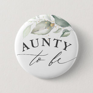 Aunty to be - Aquarell Grüne Kinderdusche Button