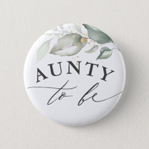 Aunty to be - Aquarell Grüne Kinderdusche Button