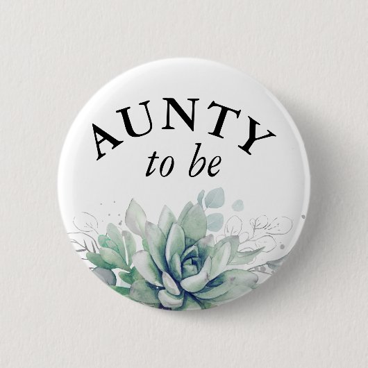 Aunty to be - Watercolor Süßes Baby Shower Bu Button (Vorderseite)