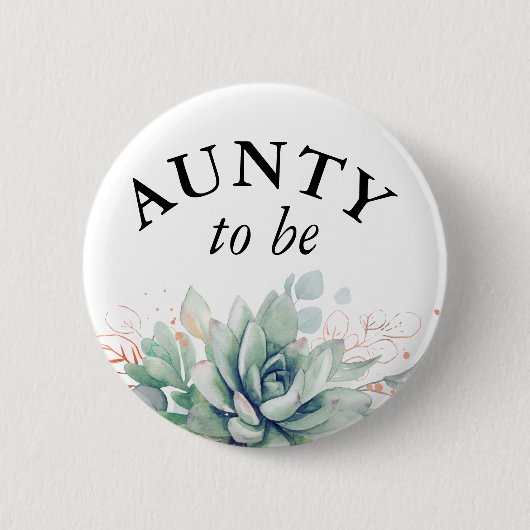 Aunty to be - Watercolor Süßes Baby Shower Bu Button (Vorderseite)