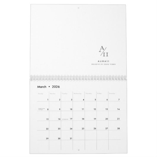 Aura11 glaubt an eure Lebensweise Kalender (Mär 2026)