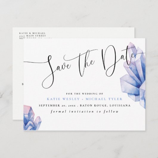 Aura Crystal Amethyst Save the Date Ankündigungspostkarte (Vorne/Hinten)