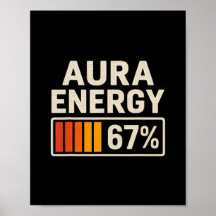 Aura Energie 67 Meme Lustig Gen Alpha Slang Retro Poster