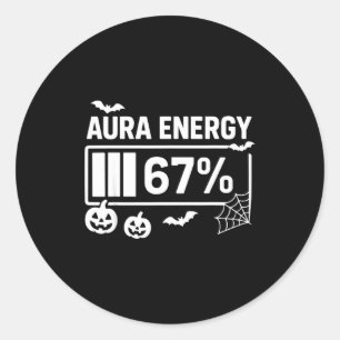 Aura Energie 67 Prozent 6 7 Meme Halloween  Runder Aufkleber