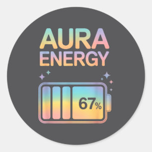 Aura Energie 67 Prozent Akku Runder Aufkleber
