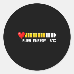 Aura Energie 67 Prozent Meme Gamer Retro Videospie Runder Aufkleber