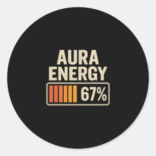 Aura Energy 67 Meme Funny Gen Alpha Slang Retro Vi Runder Aufkleber