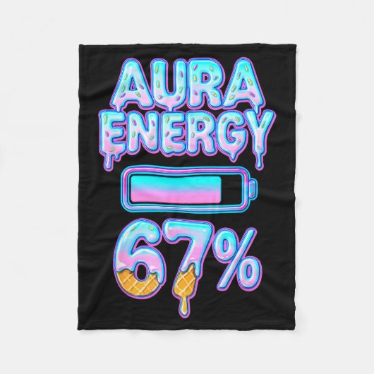 Aura Energy 67 Meme Ice Cream Drip 6 7 Funny Six S Fleecedecke (Vorderseite)