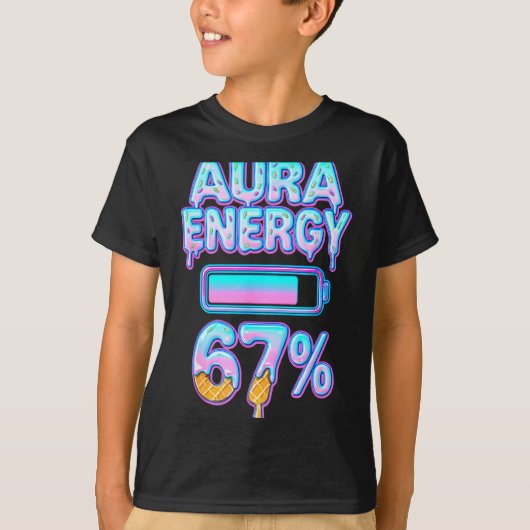 Aura Energy 67 Meme Ice Cream Drip 6 7 Funny Six S T-Shirt (Vorderseite)